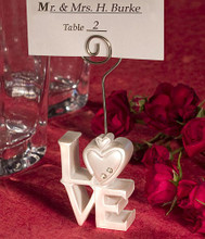 White LOVE Letter Name Card Place Silver Stand