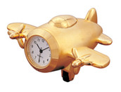 Gold Aeroplane Clock Desktop Mantel Plane