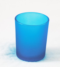 Turquoise Blue Frosted Shot Glass Tealight Votive Candle Holder