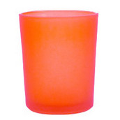 Orange frosted glass tealight candle holders