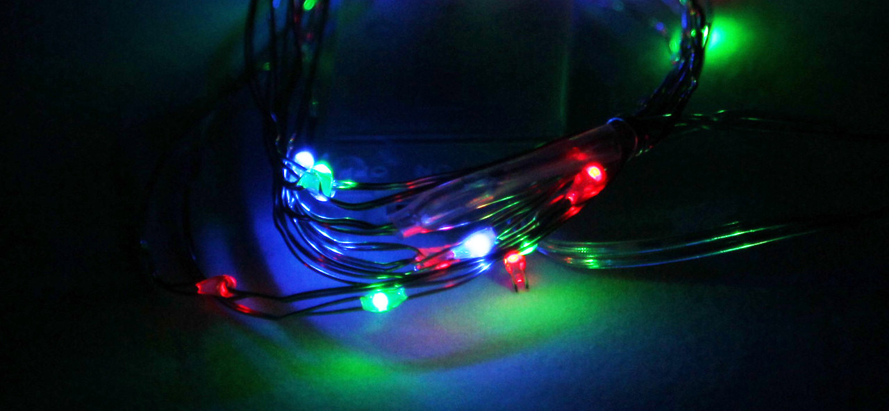 Blue battery store led lights