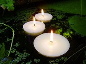 8cm Large White Wax floating candle - 6 long burn time