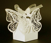 Ivory Cream Butterfly Bomboniere almond box