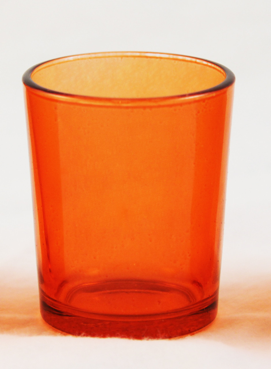 Orange Glass Table Tea Light Candle Votive Cup Holder