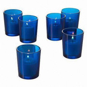 Blue glass tealight candle holder votive shot