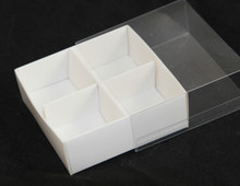 WHITE CHOCOLATE BOX BOXES WITH CLEAR LID 4 insert pack chocolate favours gift