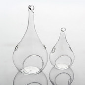 Hanging Clear Glass Tear Drop Pear Shape Tealight Holder