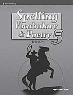 Spelling Vocabulary & Poetry 5, Test Key
