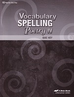 Vocabulary Spelling Poetry IV (10), 5th ed., Quiz Key