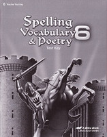 Spelling Vocabulary & Poetry 6, Test Key