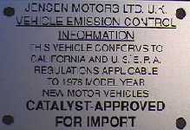 Catalyst Approve for Import Plate 1976-OEM