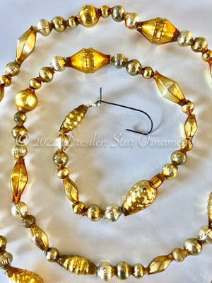 Deluxe Gold Vintage Glass Bead Garland - 3 ft length 