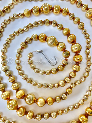 Vintage Gold Glass Graduated Bead Garland – 9 ft length - BS22003