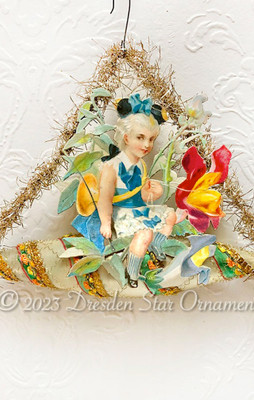 SAVE $50~ Fanciful Girl Riding Snapdragons in Gorgeous Icicle Ornament