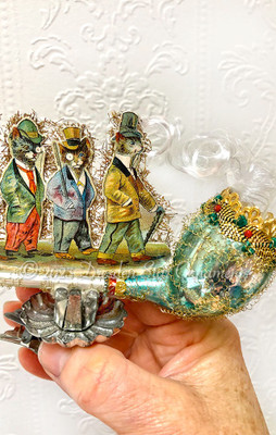 Reserved for Diana – Gentlemen Character Cats Walking on a Glass Pipe Clip-on ornament