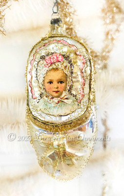 Baby on Rare Victorian Glass Embossed Shoe