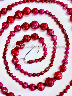 Cranberry & Dark Cherry Red Graduated Bead Garland – 6 ft length