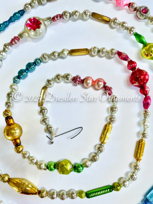 Deluxe Vintage Multicolored Glass Bead Garland Accented with Unique Beads – Variation 2 – 6 ft length