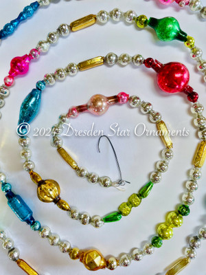 Deluxe Vintage Multicolored Glass Bead Garland Accented with Unique Beads – Variation 3 – 6 ft length