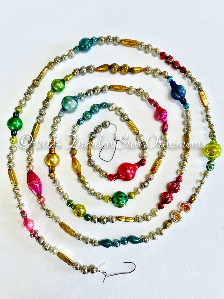 Deluxe Vintage Multicolored Glass Bead Garland Accented with