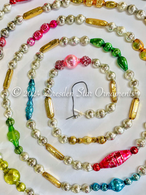 Deluxe Vintage Multicolored Glass Bead Garland Accented with Unique Beads – Variation 5 – 6 ft length