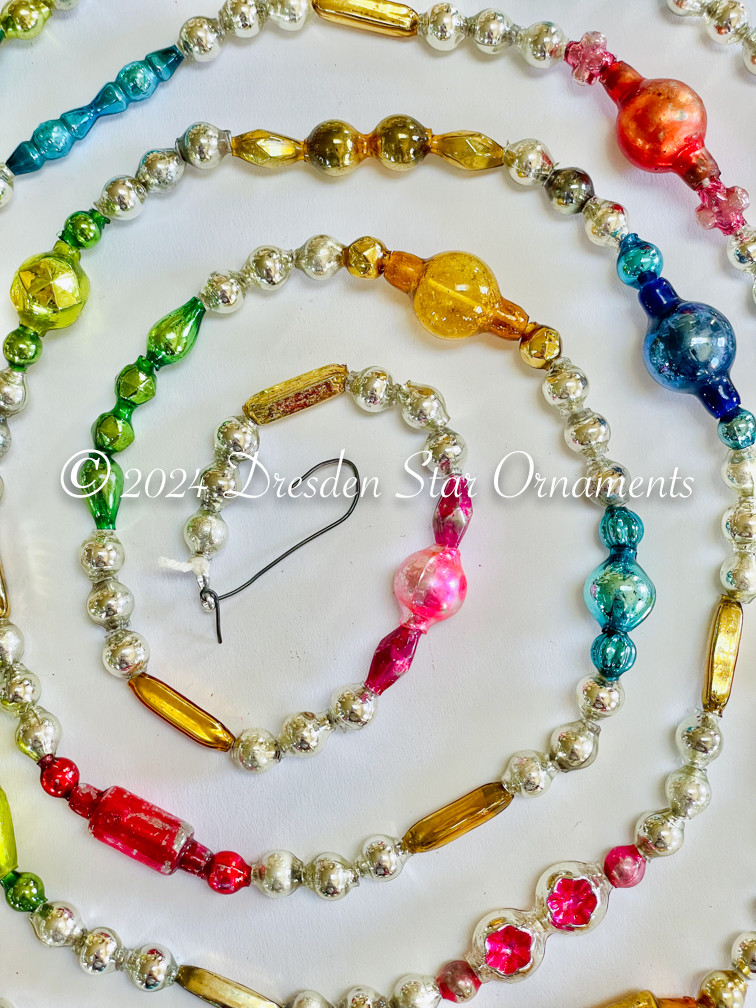 Deluxe Vintage Multicolored Glass Bead Garland Accented with