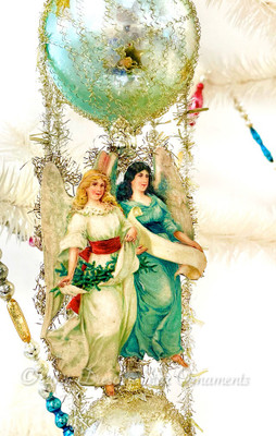 Twin Angels and Cherub on Large Two-Sided Double Balloon Ornament 