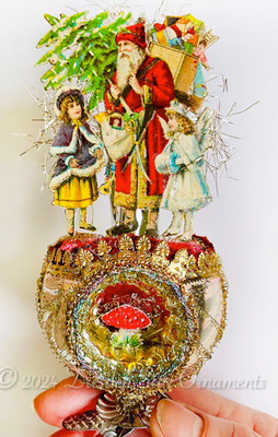 3-Sided Clip On Ornament With Santa and Children, and 3 Dioroma Scenes