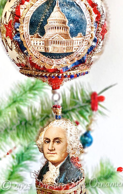 Deluxe Hot Air Balloon Featuring DC Capital with Washington Riding Ornate Glass Basket