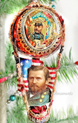 President Grant Riding Red Double Balloon with Fancy Medallion and Antique Chenille Roping