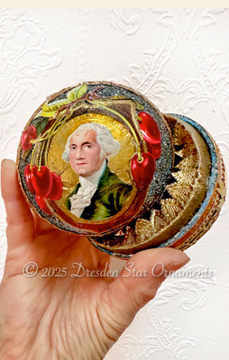 2-Sided Antique Candy Container with Original Glitter Featuring Washington Golden Eagle