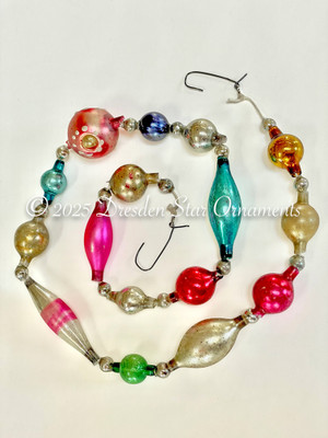 Victorian Glass Bead Garland Made with Antique Beads – 2 Ft length BV25006