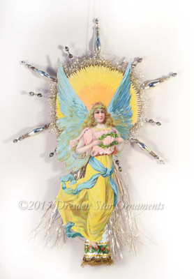 Enchanting Tall Art Nouveau Angel Topper with Silver Beads