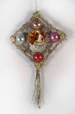 Reserved for Ellen - Scrap & Tinsel Doggie with Glass Beads Ornament 2