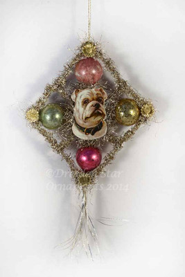 Reserved for Ellen - Scrap & Tinsel Doggie with Glass Beads Ornament 4