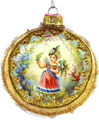 Flower Fairy on Frosted Sugar Plum Indent Ornament