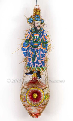 Exotic Asian Guy on Glass Lantern Ornament