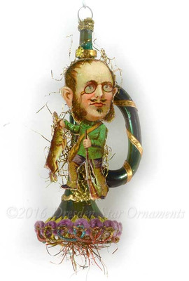 Reserved for Brenda – Irish Hunter Holding Rabbit on Green Horn Ornament 