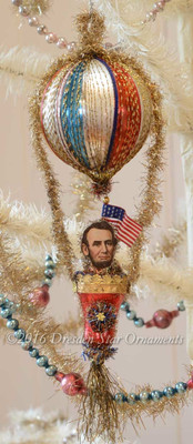 Reserved for Brenda – President Lincoln in Patriotic Balloon with Red Bell 
