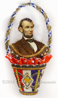 President Lincoln in Die-cut Glittered Basket with Stars and Stripes