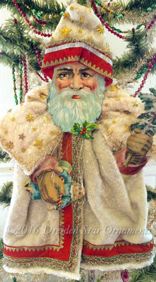Reserved for Dennis – Santa with Toys in Cotton Batting Cloak & Twinkling Stars