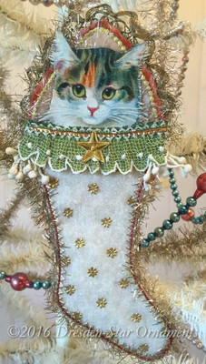 Reserved for Ruth – Adorable Tabby Cat in Cotton Batting Stocking