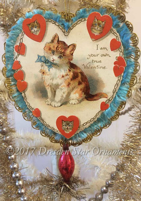 Two-Sided Paper and Lace Valentine with Kitty and Girl in Poppy