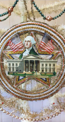 Reserved for Dennis – Washington with  White House on Spectacular Patriotic Circle-Star Ornament