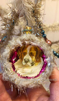 Reserved for Ruth - St. Bernard Dog in Soft Frosted Indent Ornament