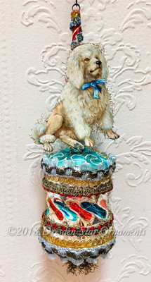 Realistic Standard Poodle on Twisted Glass Barrel Ornament  