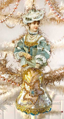 High Victorian Lady on Golden Bell Accented with Silver and Gold