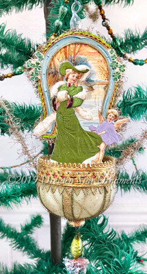 Skating St. Patrick’s Day Lady with Horseshoe and Shamrocks on Deluxe Umbrella Ornament