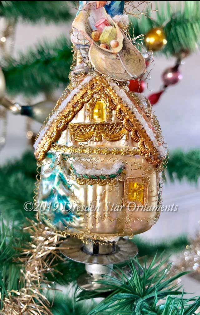 Santa on Deluxe Glass House Clip-On Ornament Decorated on All