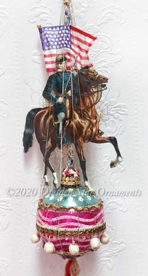 Reserved for Stacy – General Grant Riding Horse on Patriotic Sphere Ornament 